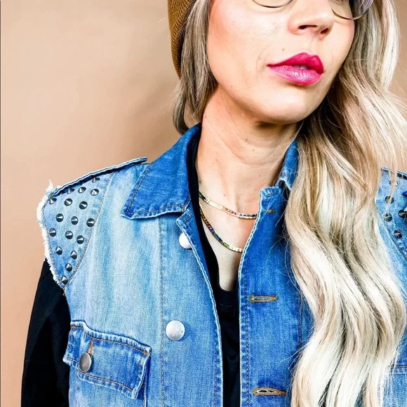 Set of two Distressed Denim Vests - Picture 4 of 6